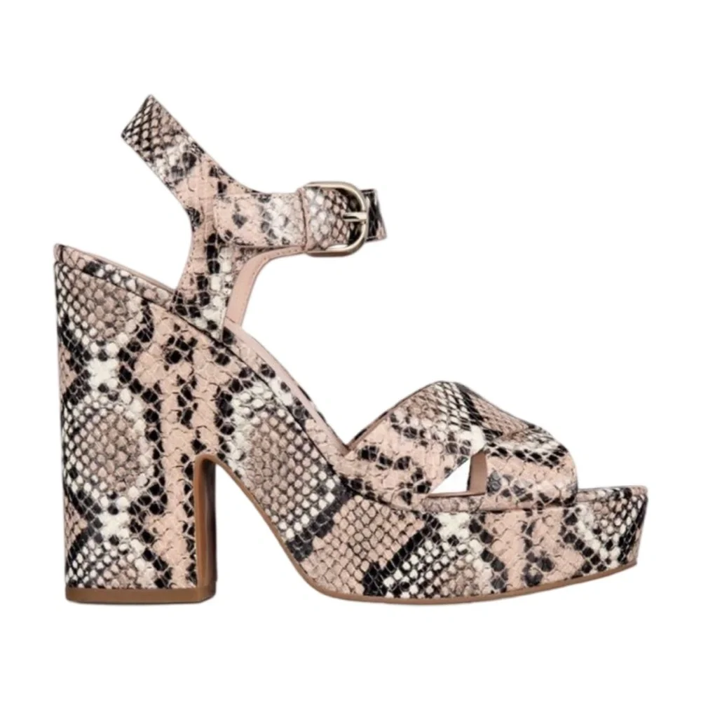 KATE SPADE Grace Platform Leather Sandals Pale Vellum Snake Print Sizes 7.5 & 9